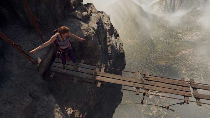 Woman on a suspension bridge in Fall 2: Deadpoint