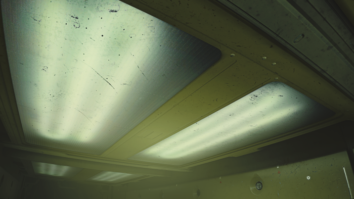 Industrial Ceiling with Dirty Fluorescent Lights