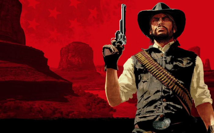 John Marston from Red Dead Redemption holding a revolver