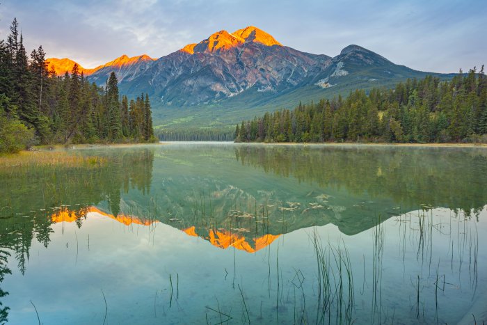 Pyramid Mountain and Pyramid Lake in Jasper National Park
