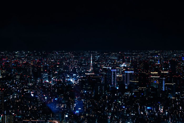 Tokyo city skyline at night with Tokyo Tower