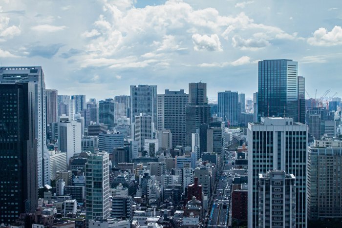 High Angle View of a Dense City Skyline