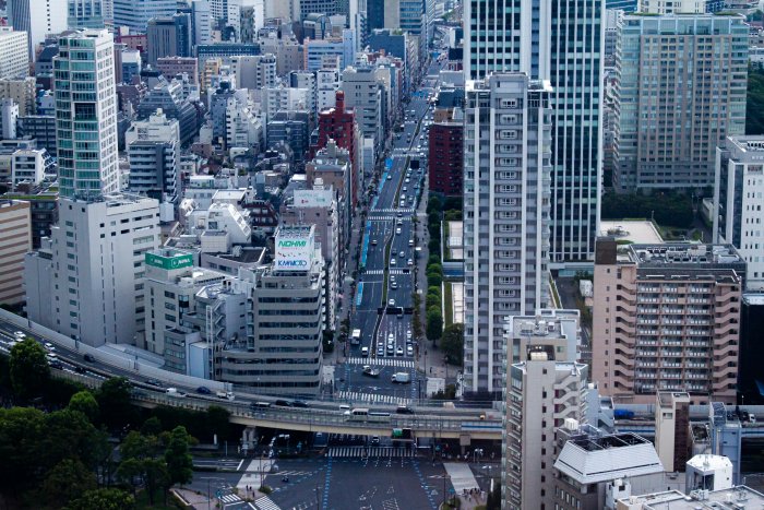 Aerial View of Dense Tokyo Cityscape with Skyscrapers