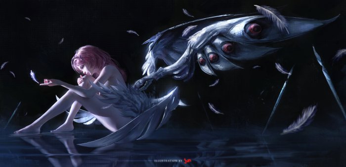 Corrupted Madoka Kaname with Monstrous Wing