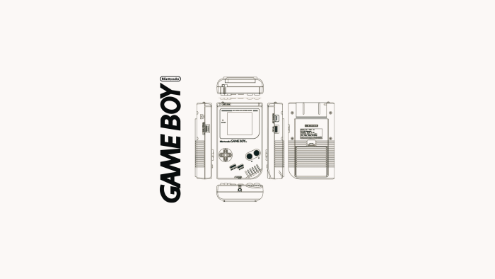 Nintendo Game Boy Console Schematic Line Art