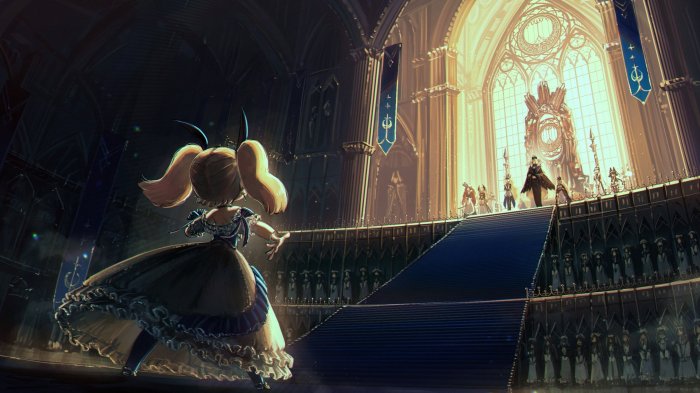 Alice facing the throne in SINoALICE