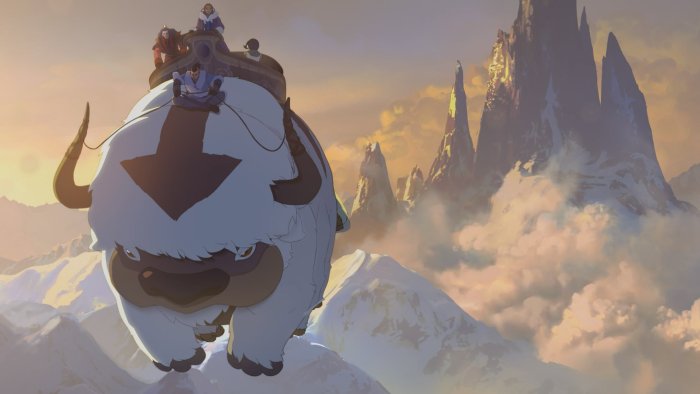 Appa and Team Avatar in Avatar Aang The Last Airbender