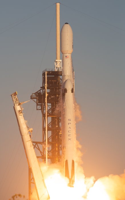 SpaceX Falcon Heavy Rocket Launching from Launchpad