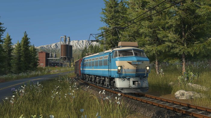 Blue Electric Locomotive in Transport Fever 3