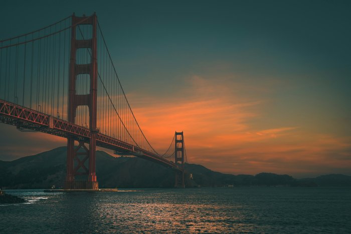 Golden Gate Bridge in San Francisco at Sunset