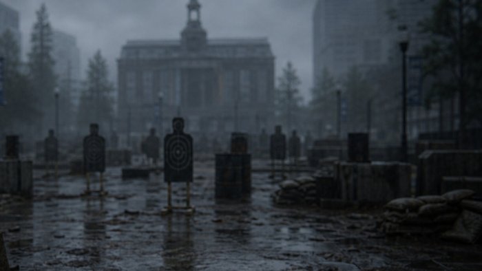 Rainy outdoor shooting range in City 33