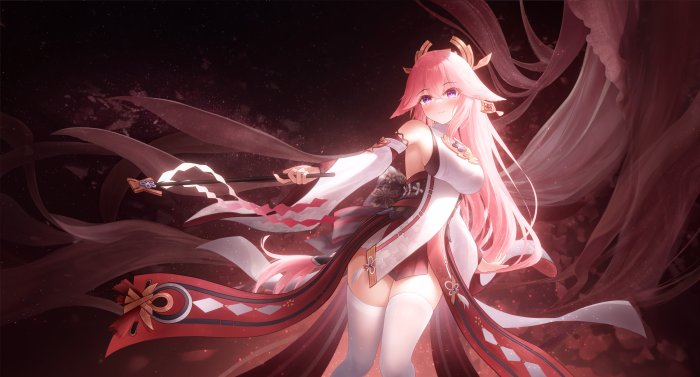 Yae Miko from Genshin Impact holding a wand