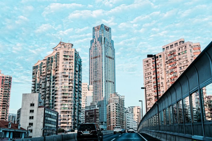 Elevated Road and Skyscrapers in Guangzhou City