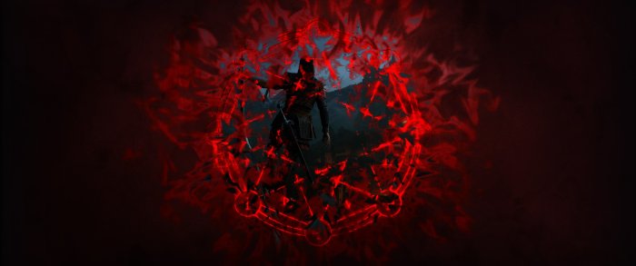 Samurai warrior inside a glowing red magical circle
