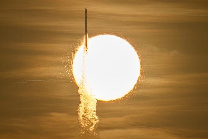 SpaceX Falcon Rocket Launch Transiting the Sun