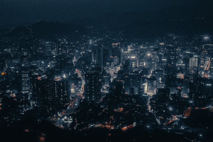 Night View of a Sprawling City Skyline