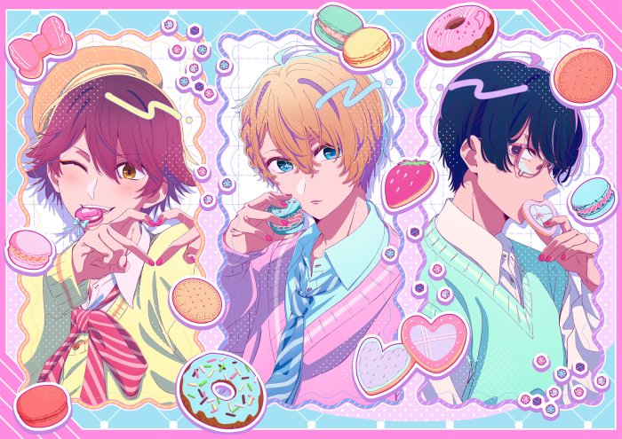 Melt Narushima, Aqua Hoshino, and Taiki Himekawa from Oshi no Ko