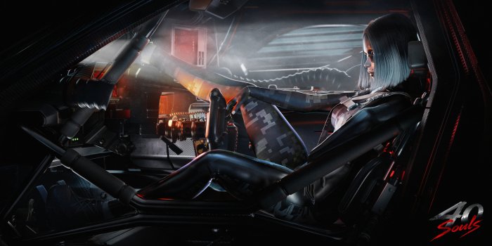 Sci-Fi Female Pilot in Cockpit from 40 Souls