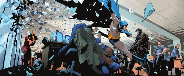 Batman Crashing Through Office Window DC Comics
