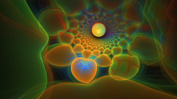 Abstract 3D Fractal Tunnel with Glowing Sphere