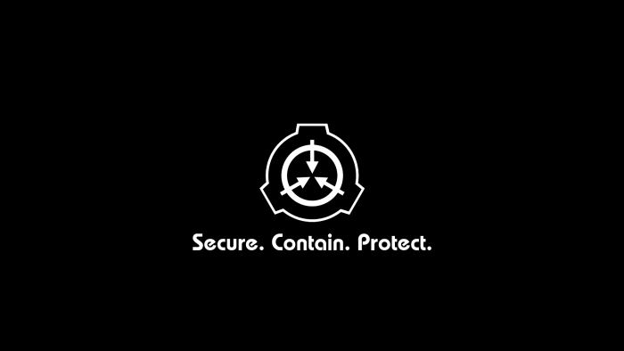 SCP Foundation Logo and Motto Secure Contain Protect