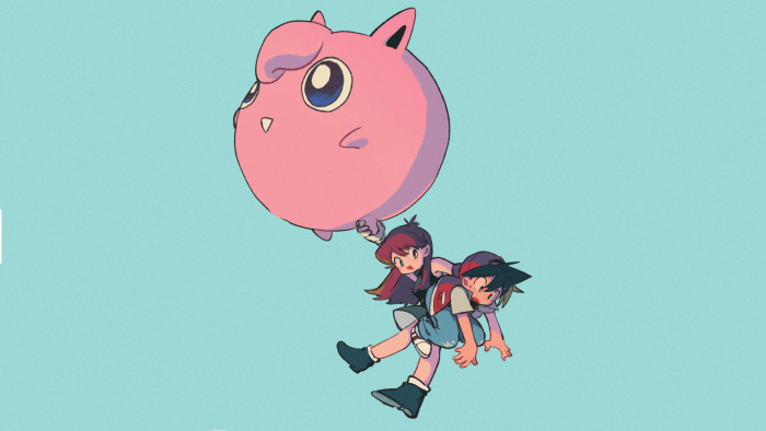 Green and Red with Jigglypuff from Pokémon