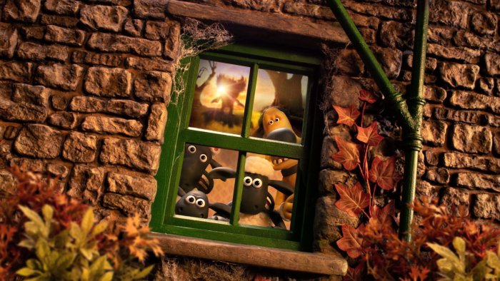 Shaun the Sheep characters looking out a window