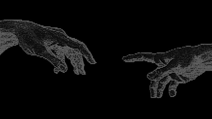 Digital recreation of The Creation of Adam hands