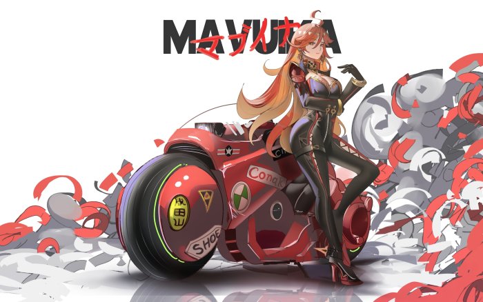 Mavjuka anime girl with red motorcycle