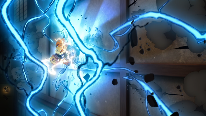 Zenitsu Agatsuma uses Thunder Breathing in Demon Slayer