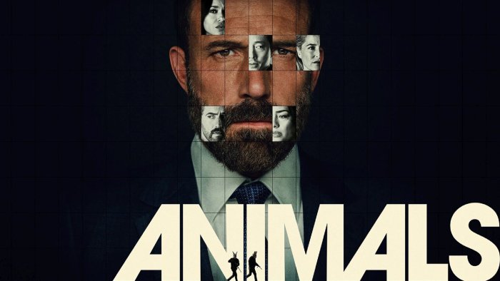 Animals movie poster with fragmented faces