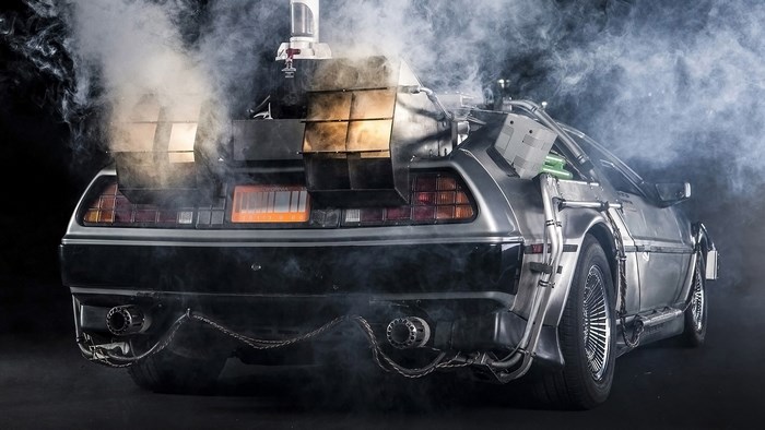 Back to the Future DeLorean DMC-12 with smoke