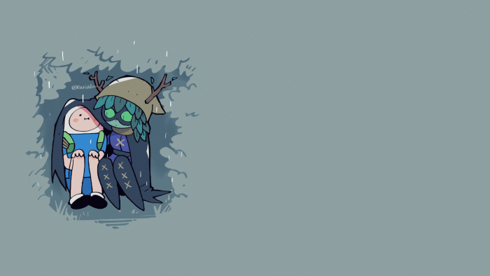 Finn and Marceline under the rain