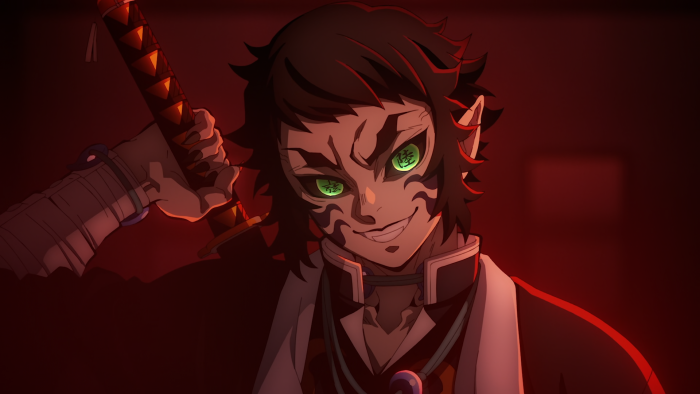 Gyutaro from Demon Slayer holding his sword