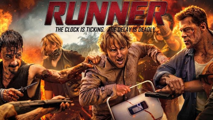Runner movie poster with actors in action