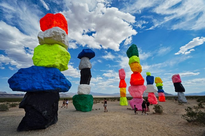 Seven Magic Mountains art installation in the desert