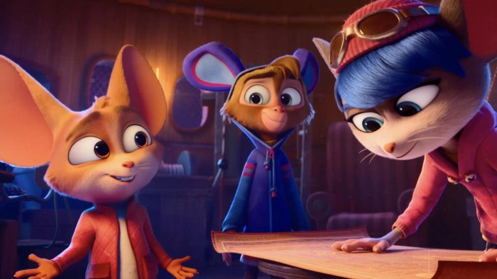 Three mice looking at a map in Treasure Trekkers