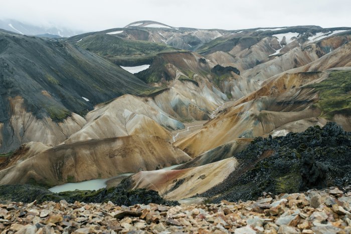 Colorful mountain landscape with a lake