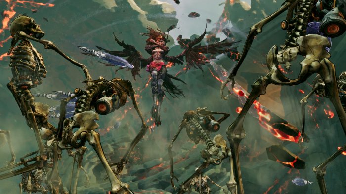 Stupid Never Dies game screenshot with skeletons and a winged creature