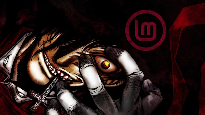 Alucard from Hellsing with Linux Mint logo
