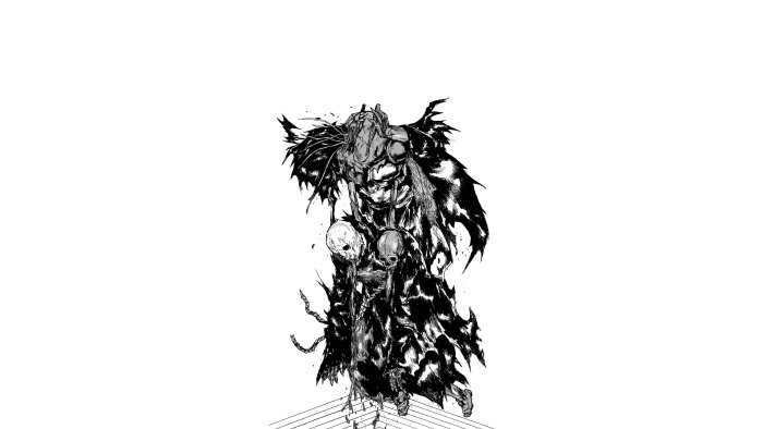 Dark Figure with Skulls