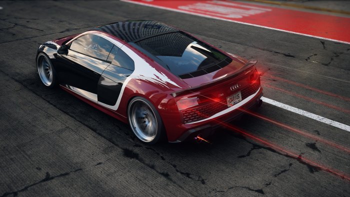 Audi R8 RS with custom paint on a race track