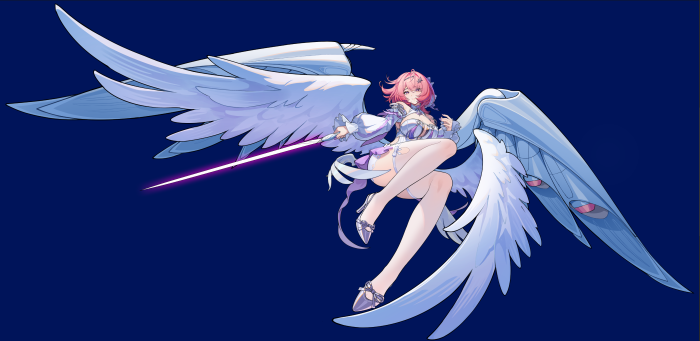 Anime Angel Girl with Wings and Sword