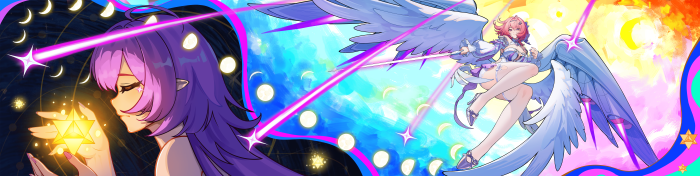 Anime girls with magical stars and wings