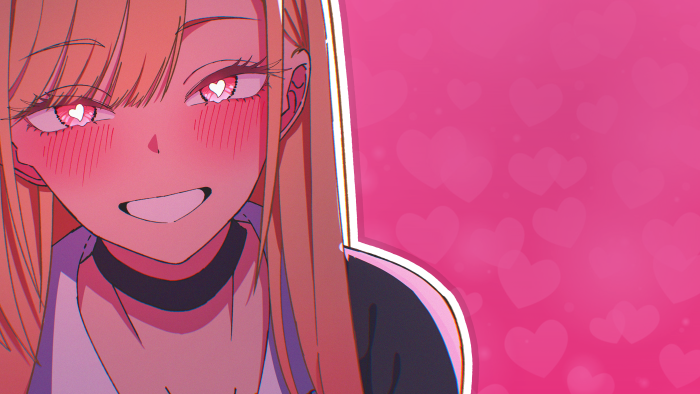 Marin Kitagawa with heart eyes