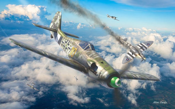 WWII Dogfight: German Fw 190 vs. British Spitfires