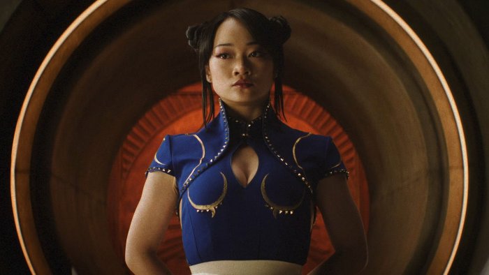 Chun-Li in a blue outfit from Street Fighter