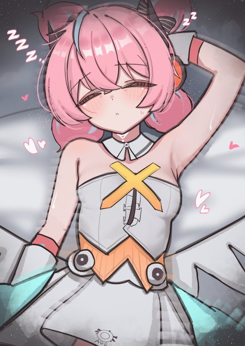 Sleeping Anime Girl with Pink Hair
