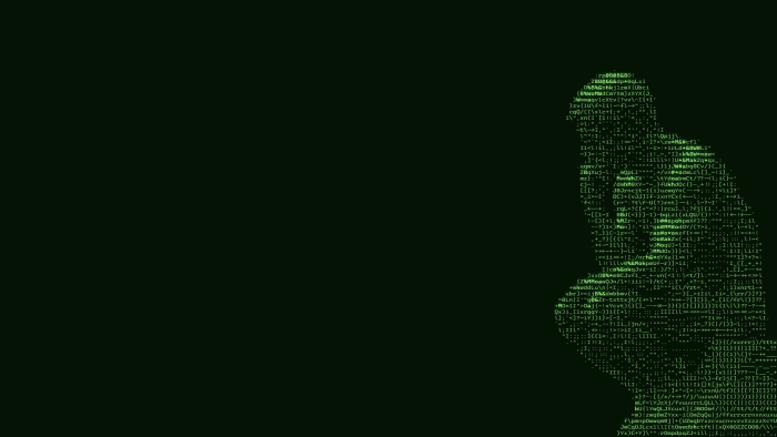 Silhouette of a person made of code