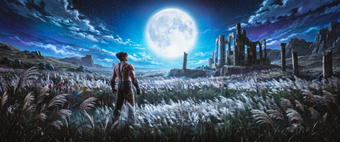 Jin Kazama under the full moon in Tekken